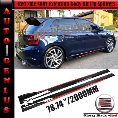 For VW Polo AW MK6 MK5 78.7  Red Side Skirt Extension Body Kit Lip Splitters • $69.99