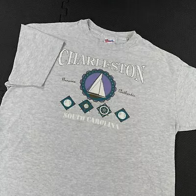 Vintage 90s Charleston South Carolina T Shirt Adult XL Gray Single Stitched USA • $19