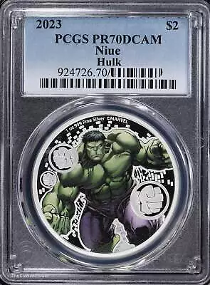 2023 $2 Niue 1oz .999 Silver Proof Hulk PCGS PR 70 DCAM | Marvel • $189.95