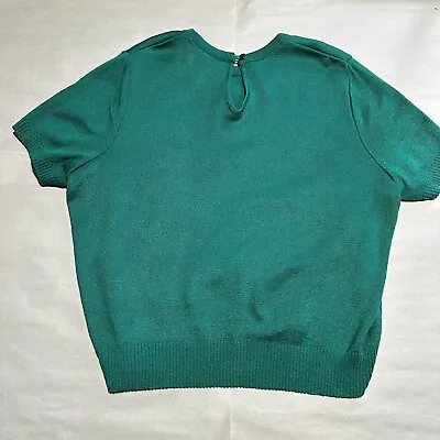 Vintage Mita Pullover Sweater Jumper Green Short Sleeve Single Button USA - 16 • $20