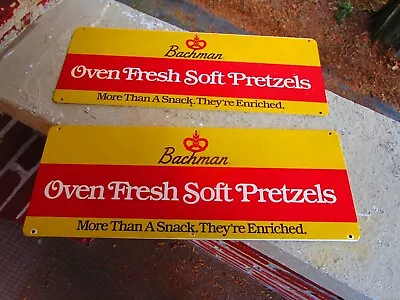 Vintage Lot Of 2 Bachman Soft Pretzels Advertising Sign Store Display • $19.99