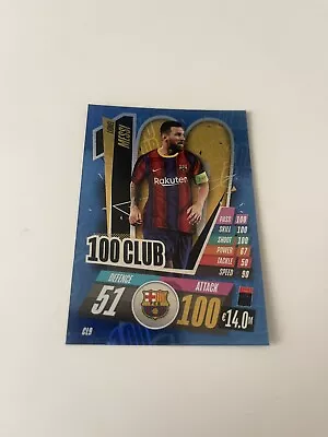 Match Attax 2020/21 20/21 100 Hundred Club CL9 Lionel Messi • £2.50