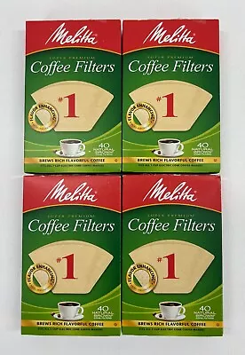Melitta #1 Natural Brown Filters 40ct Fits 1 Cup Cone Coffee Makers (4 Pack) 160 • $16.99