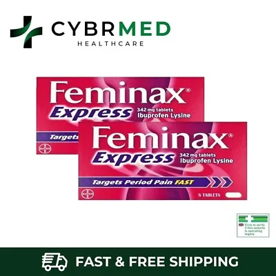 Feminax Express 8 16 Or 32 Tablets Lysine 342mg Targets Period Pain Fast • £5.48