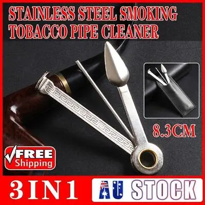 3 In1 Stainless Steel Smoking Tobacco Pipe Cleaner Cleaning Tool Multifunctional • $6.52