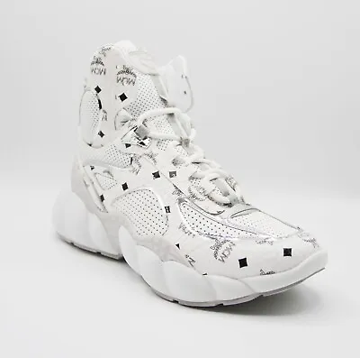 $840 MCM Men's White Visetos Coated Canvas Sneaker EU 41 / US 8 MEX9ANX03WS041 • $179.99