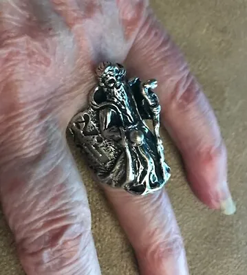 NEW Sterling Wizard Snake Staff Ring Magic Wicca Occult 8-9 Handmade By JKL 76 • $119