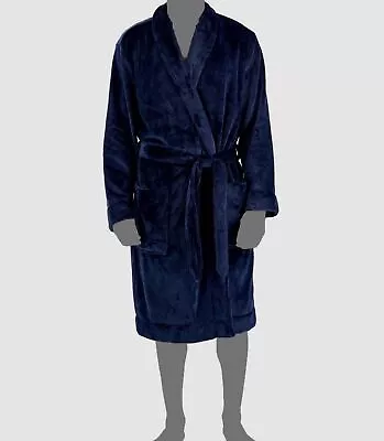 $70 Club Room Men's Blue Fleece Self-Tie Pajama Lounge Robe Sleepwear Size S/M • $23.18