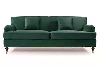 Green 3 Seater Sofa Plush Velvet Fabric Upholstered Modern Classic Couch • £659.95