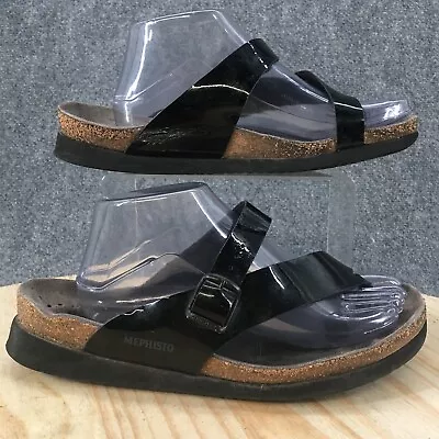 Mephisto Sandals Womens 41 Helen Thong Black Leather Toe Ring Casual Comfort • $9.25