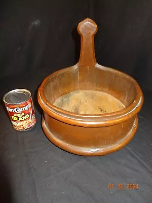 Antique Bucket Firkin  Vintage Primitive Wood Lap Bands Chamferred Bottom • $145.71