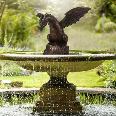 Outdoor Decor Dragon Statue Sculpture Animal Water Fountain Figurine Garden Yard • £21.52