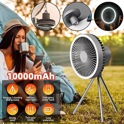 USB Portable Fan Tent Lamp Outdoor Camping Rechargeable Hook LED Fan Caravan Fan • $56.99