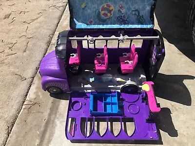 Huge Monster High School Bus Van Purple Spa Set Vehicle Sea Pool Storage Mattel • $30