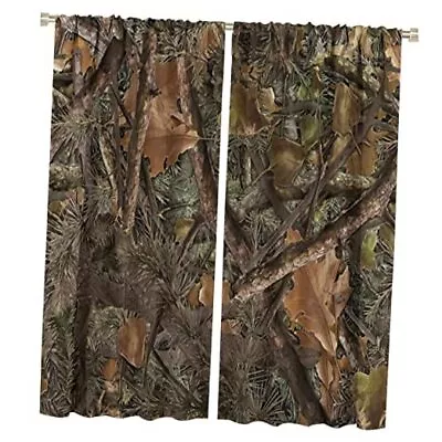 Forest Camouflage Curtains Forest Camo Conifer Oak Branches 42x45in Style-2 • $47.98