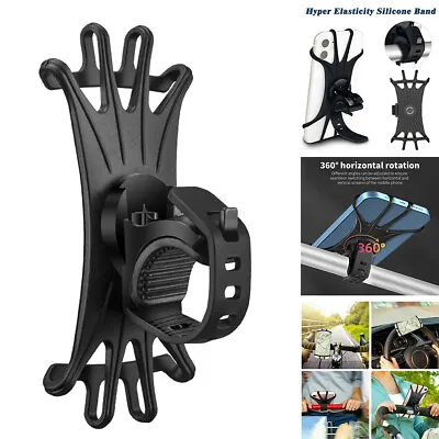 360° Mount Motorcycle MTB Bike Bicycle Silicone Phone Holder For IPhone Samsung • $9.99