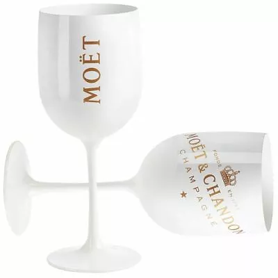 Moet & Chandon Champagne Glasses Flutes  White Ice Imperial Acrylic - Set Of 2 • £11.95