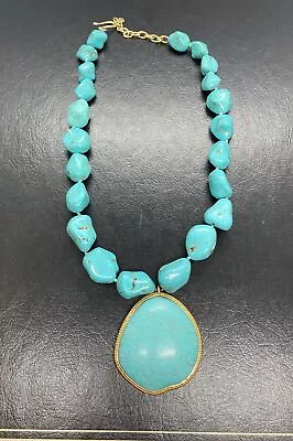 Rare Metropolitan Museum MMA Simulated Turquoise Necklace Marked Statement • $97.50