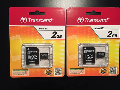 (Lot Of 2) Transcend 2GB MicroSD Cards With SD Adapter - TS2GUSDC - New • $12.49