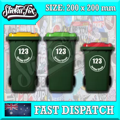 1x Custom Bin Sticker Street Name Number Wheelie Garbage Rubbish Vinyl Decal • $6.90