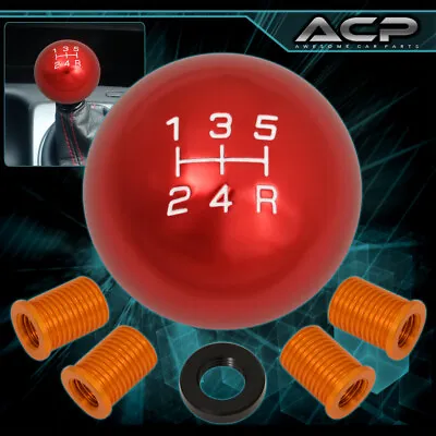 For Gmc 12X1.25mm 5Speed Manual MT Ball Shift Shifter Knob Lever Adapter Kit Red • $13.99