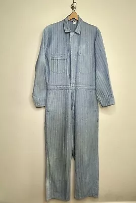 Vintage SEARS Sz 42R Denim Herringbone Coveralls Jumpsuit - Signs Of Age & Wear • $20