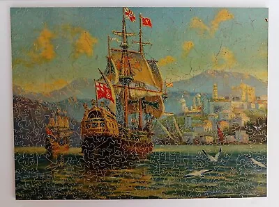 Vintage Leisure Hour Wooden Jigsaw Puzzle 472 Pcs Return Of The Treasure Ships • $160