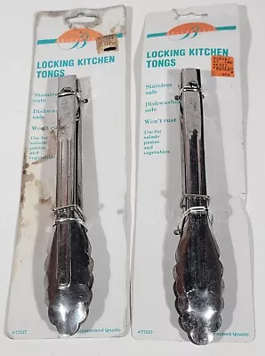 2 Kitchen Tongs Food Tongs Clamp Serving Easy Locking Vegetable Bread  • $6