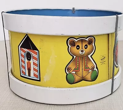 Ohio Art Tin Litho Drum Vintage 1960s Childs Metal Toy Used 6  X 4  Childrens • $15