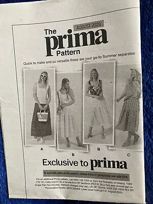 Prima Camisole Cami Top And Flared Skirt Sewing Pattern Sizes 10-20 August 2020 • £1.75