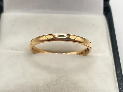 Vintage 22ct Gold Hallmarked 2mm Plain Wedding Band Ring. Goldmine Jewellers. • £239