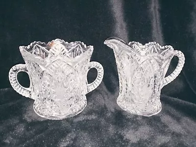 Vintage Beautiful Cut Glass Sugar Bowl And Creamer With Handles • $8