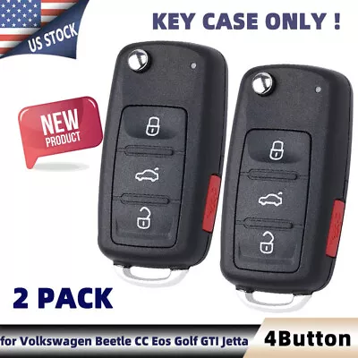 2 Flip Remote Car Key Shell Case Fob 3+1 Button For Volkswagen VW CC Beetle Golf • $16.01