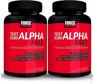 Force Factor Test X180 Alpha Max Testosterone Booster  2 180 Capsule Bottles • $89.95