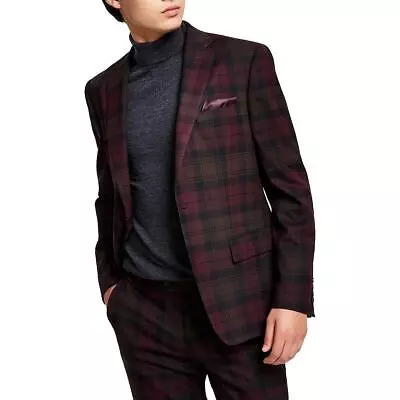 Bar III Mens Purple Plaid Slim Fit Suit Jacket Blazer 38R BHFO 4698 • $51.99