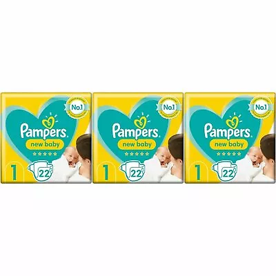 66 X Pampers New Baby Size 1 - Carry Pack - With Protection For Sensitive Skin • £17.42