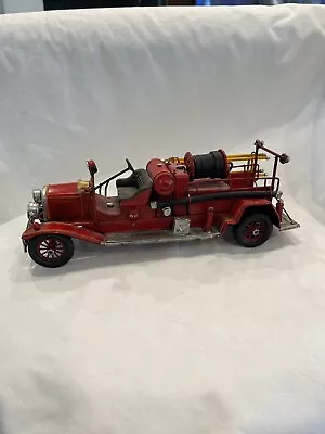 Vintage Metal Fire Truck Toy Red ~12 X4 X4  Home Decor MCM • $40.50