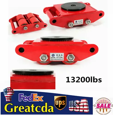 $42.77 • Buy 6T 4-Roller Machinery Mover Skate Industrial Heavy Duty Moving Roller 360° RED 