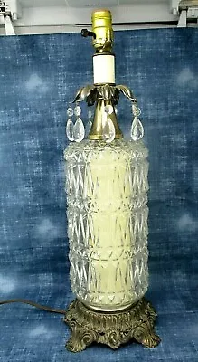 Vintage Table Lamp Pineapple Crystal Hollywood Regency L&LWMC Needs Rewired 22in • $49