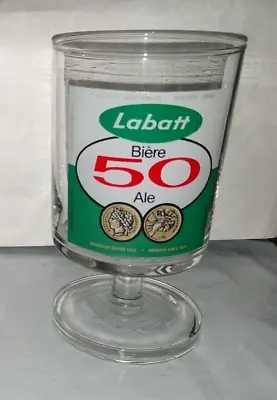 Vintage LABATT'S 50 BIERE ALE BEER PEDESTAL 5 1/8  GLASS (10 OZ.?) VHTF FREESHIP • $24.95