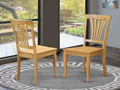 Set Of 2 Avon Dinette Kitchen Dining Chairs With Plain Wood Seat In Light Oak • $165