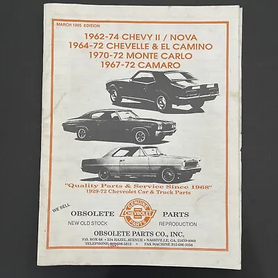 Vintage Obsolete Parts Co Parts Chevrolet Catalog Nova Camaro El Camino Chevelle • $9.99