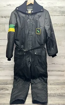 Rare Vintage 70s John Deere Snowmobile Suit Womens  Large Black Full Zip • $124.99