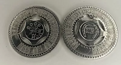 Lot Of 2 METAL TYPER STAMPED PERSONALIZED GOOD LUCK TOKEN • $9