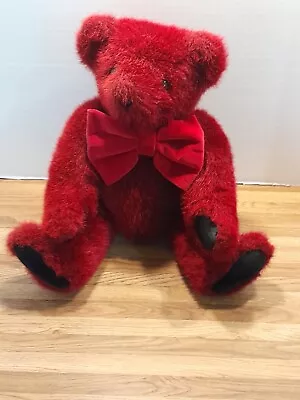 Authentic Vermont Teddy Bear 16  Jointed Red Black Christmas Or Valentine's Day  • $18.50