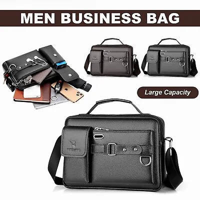 Men Shoulder Crossbody Bag Leather Business Briefcase Handbag Laptop Messenger • $21.99