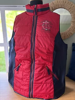 Witt International Navy Blue & Red Yacht Logo Half Quilted Gilet - Size 20 • £8