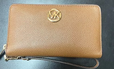 Michael Kors Fulton Zip Around Multifunction Wallet Wristlet Luggage Brown  NWT! • $69