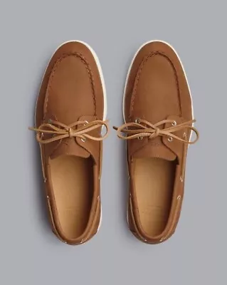 Charles Tyrwhitt Nubuck Boat Shoes Tobacco Brown UK 9 • £62