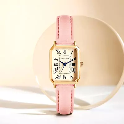 Ladies Square Roman Numeral Luxury Vintage Fashion Quartz Watch Fancy Pink Gift • $23.98